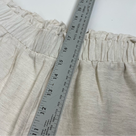 H&M Shorts Womens Sz 10 Paperbag Linen High Rise Lightweight Pull on Beige - Picture 7 of 8